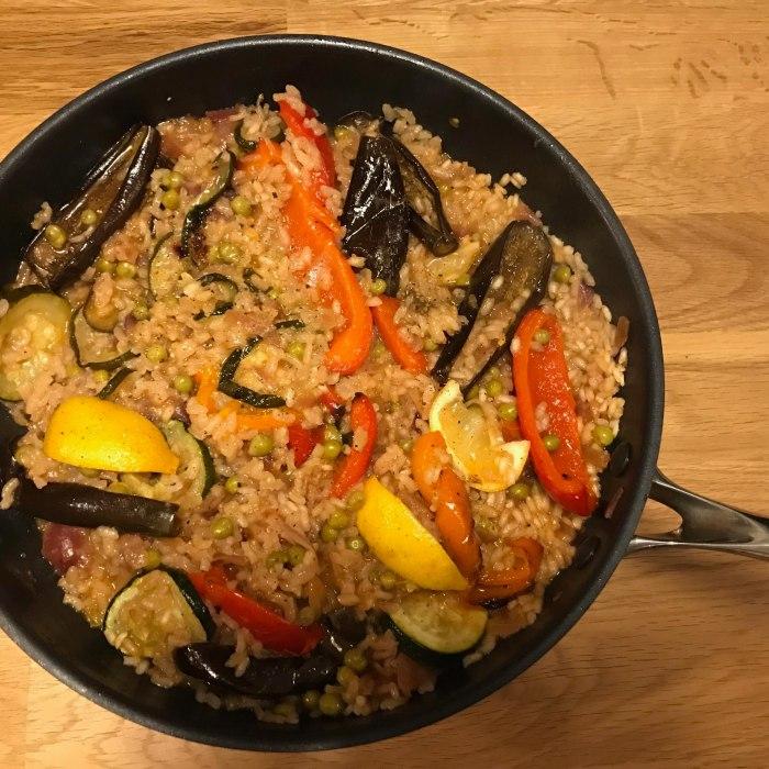 Roast fennel and aubergine paella recipe