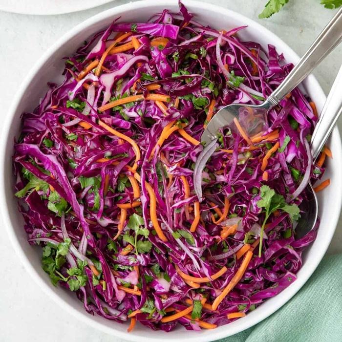 Tangy carrot, cabbage & onion salad recipe
