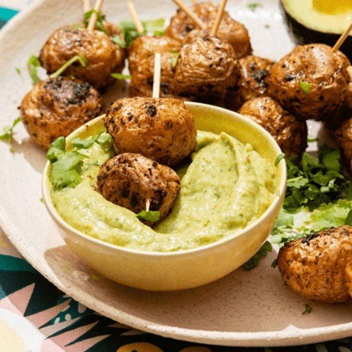 Avocado dip with new potatoes recipe