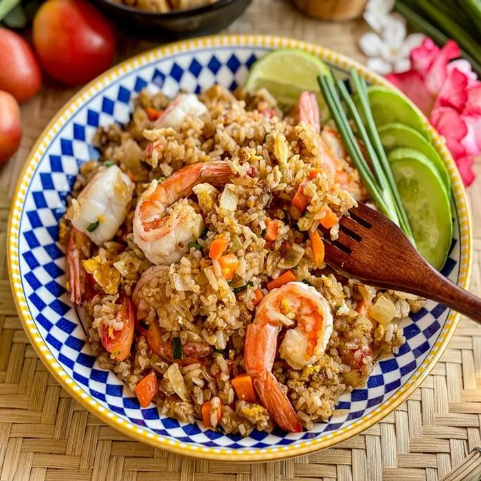 Thai fried rice with prawns & peas recipe