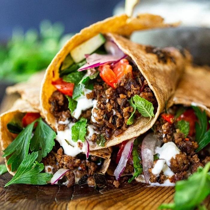 Hot cumin lamb wrap with crunchy slaw & spicy mayo recipe