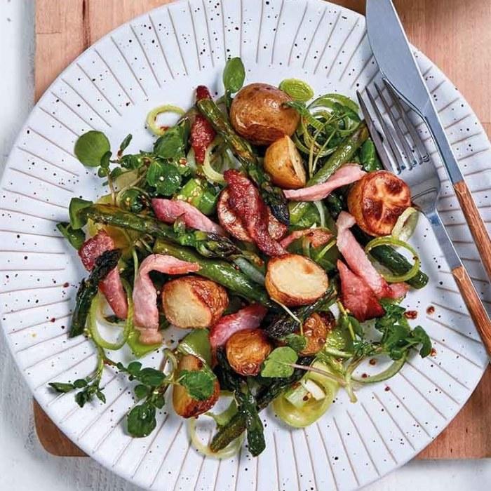 Warm roast asparagus salad recipe