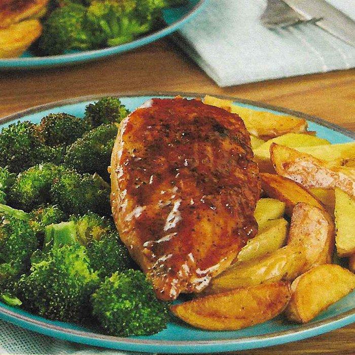 Honey Balsamic Chicken with Crispy Broccoli & Potatoes recipe
