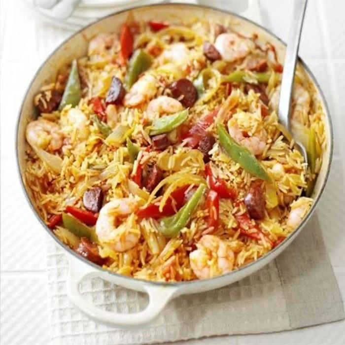 Spanish rice & prawn one-pot recipe
