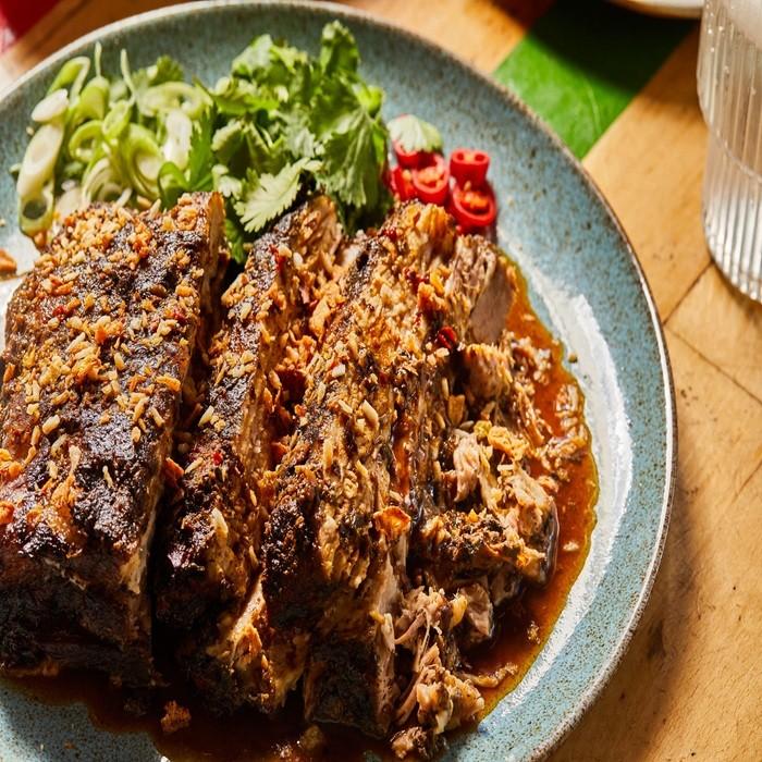 Slow-cooked, Wadadli-spiced Cubano pork belly recipe