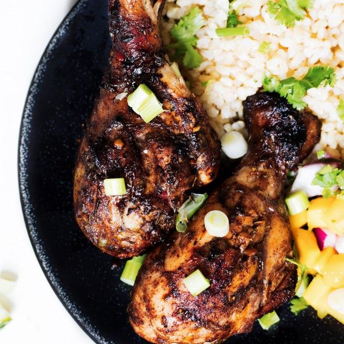 Jerk chicken with rice & peas recipe
